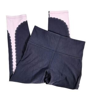 Athleta Black Pink Elation Scallop Capri Leggings Size Small